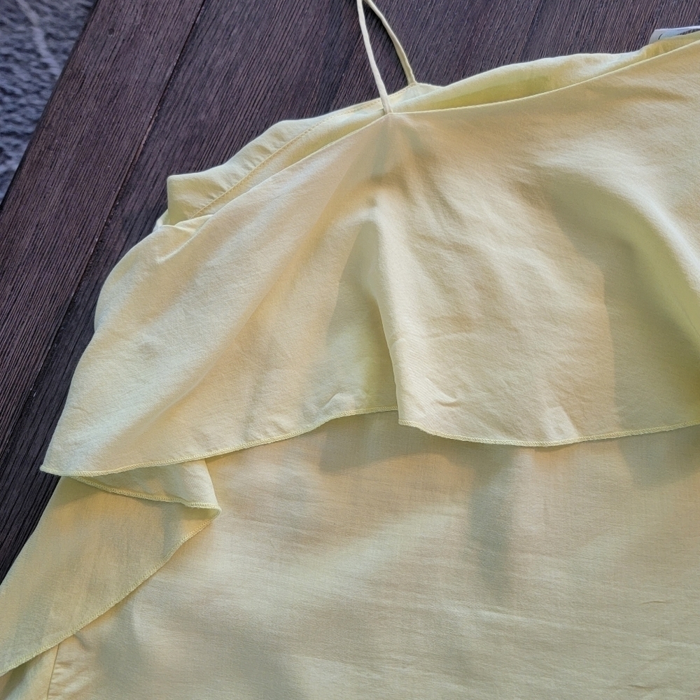 Zara Yellow One-Shoulder Ruffle Shell Top - Picture 4 of 11
